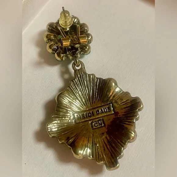 Heidi Daus Blue & Pink 2.5” Dangle Earrings Omega Pierced Signed - Picture 3 of 4